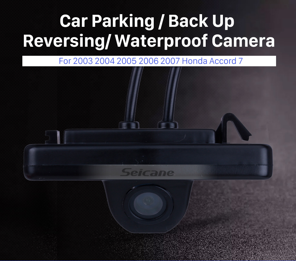 Seicane HD Cámara LED de visión trasera para 2003 2004 2005 2006 2007 Honda Accord 7 apoyo a prueba de agua,Prueba del choque y visión clara noche con sin necesidad de perforar el agujero+el balance de blancos automático