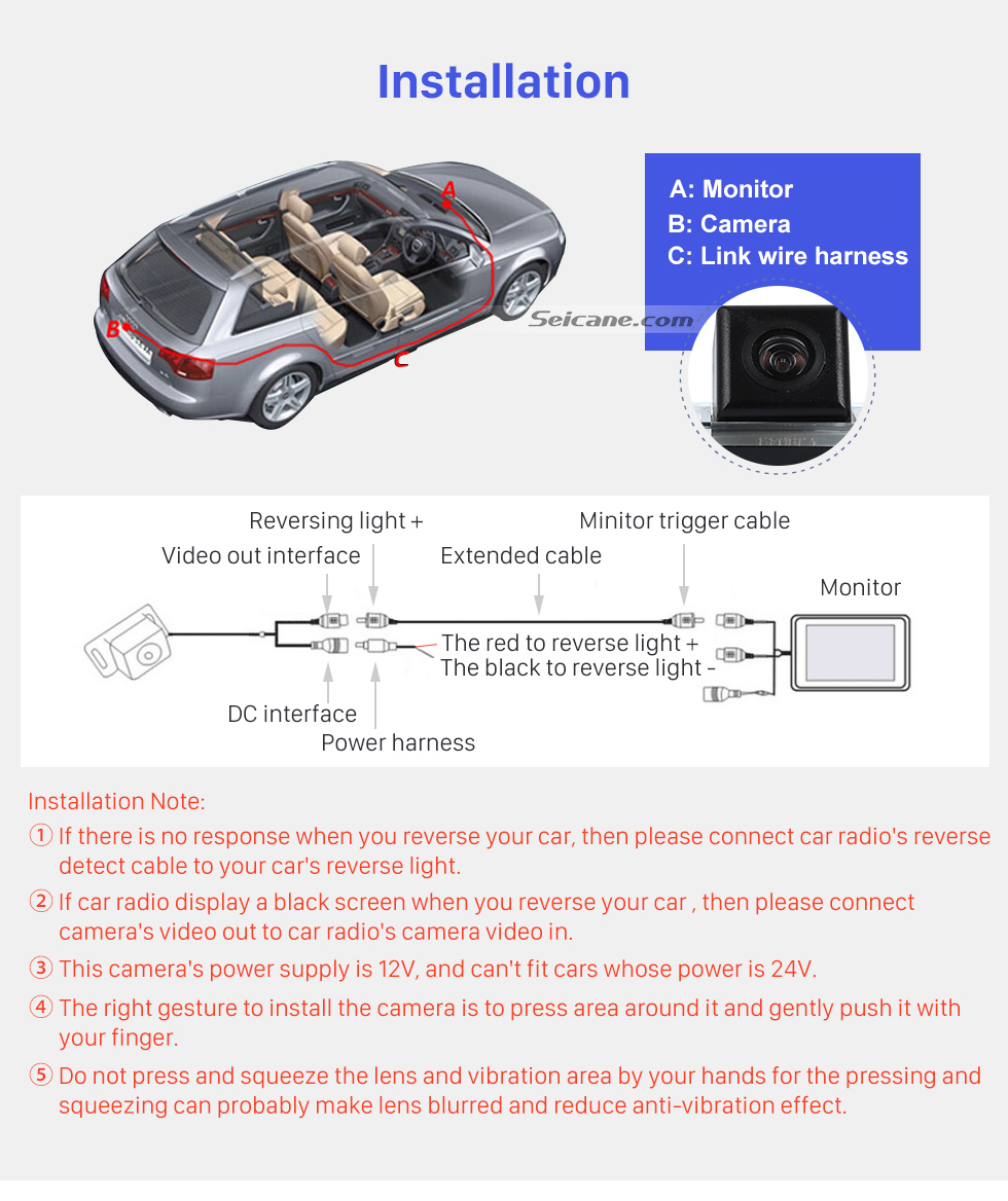 Seicane High Quality LED Backup Camera For 2006-2013 Hyundai Santa fe Waterproof and Night Vision with easy installation