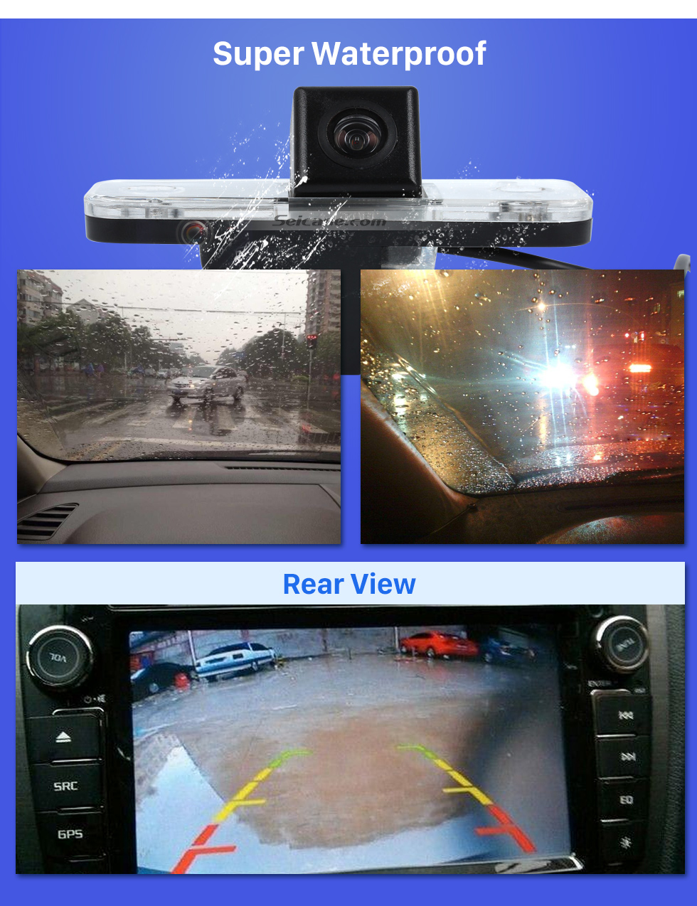 Seicane High Quality LED Backup Camera For 2006-2013 Hyundai Santa fe Waterproof and Night Vision with easy installation