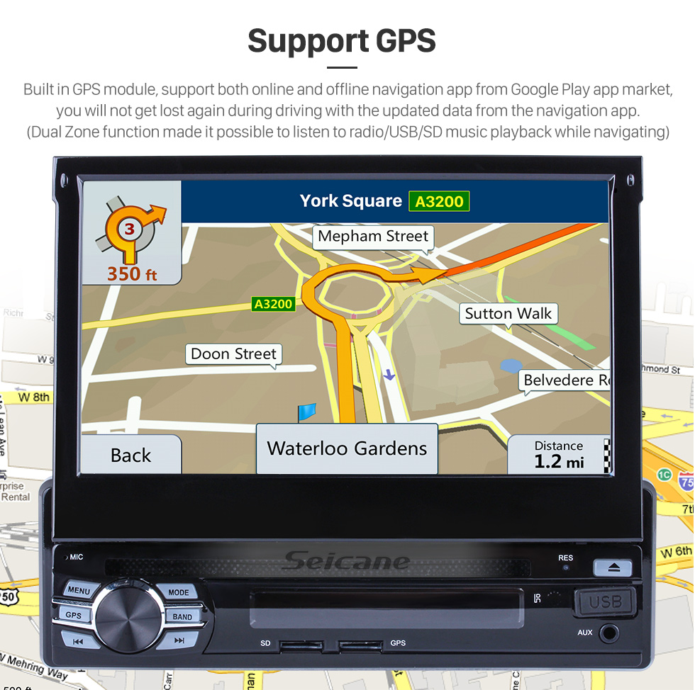 Seicane 7 inch 1 DIN universal HD Touch Screen Android 7.1 Car Stereo Head Unit GPS navigation system Bluetooth 3G WIFI Support OBD2 DVR Rearview camera TV Mirror link Steering Wheel Control USB Seicane 7 inch 1 DIN universal HD Touch Screen Android 7.1 Car Stereo Head Unit GPS navigation system Bluetooth 3G WIFI Support OBD2 DVR Rearview camera TV Mirror link Steering Wheel Control USB