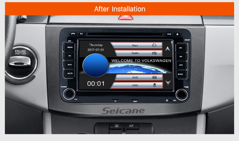 Seicane 7 pulgadas HD Pantalla táctil 2 Din Universal Radio Reproductor de DVD Navegación GPS Estéreo para coche VW VOLKSWAGEN Teléfono Bluetooth Reproductor multimedia USB SD Soporte Aux IPOD TV digital RDS