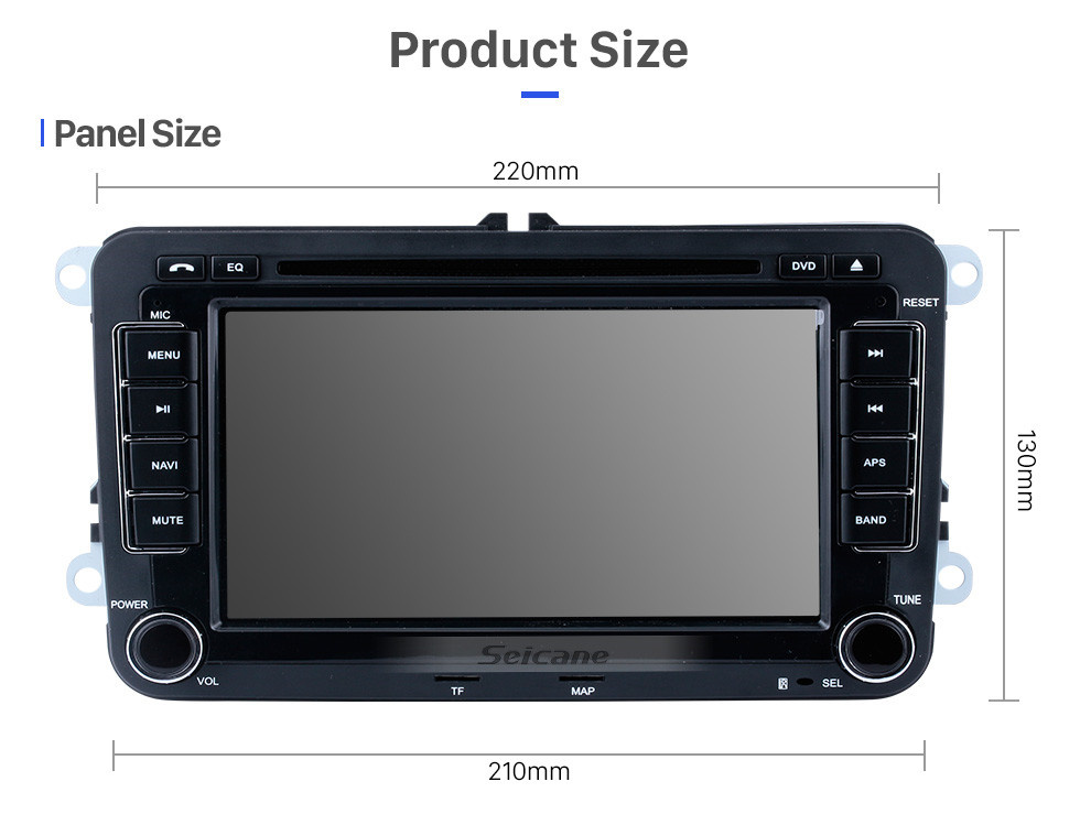 Seicane 7 pulgadas HD Pantalla táctil 2 Din Universal Radio Reproductor de DVD Navegación GPS Estéreo para coche VW VOLKSWAGEN Teléfono Bluetooth Reproductor multimedia USB SD Soporte Aux IPOD TV digital RDS