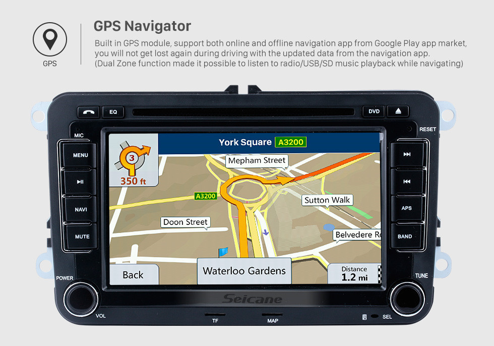 Seicane 7 Zoll HD Touchscreen Radio DVD GPS-Navigationssystem Autoradio für 2006-2013 VW Volkswagen EOS Magotan Bluetooth USB Multimedia Player Unterstützung AUX DVR Digital TV RDS