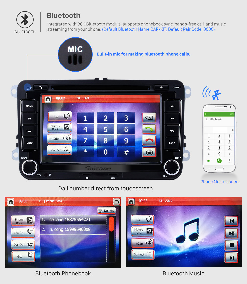 Seicane Double Din DVD Player GPS Navigation for 2003-2011 VW Volkswagen Golf Plus Passat B6 Radio Bluetooth Phone Car Stereo Support AUX DVR Steering Wheel Control Seicane Double Din DVD Player GPS Navigation for 2003-2011 VW Volkswagen Golf Plus Passat B6 Radio Bluetooth Phone Car Stereo Support AUX DVR Steering Wheel Control