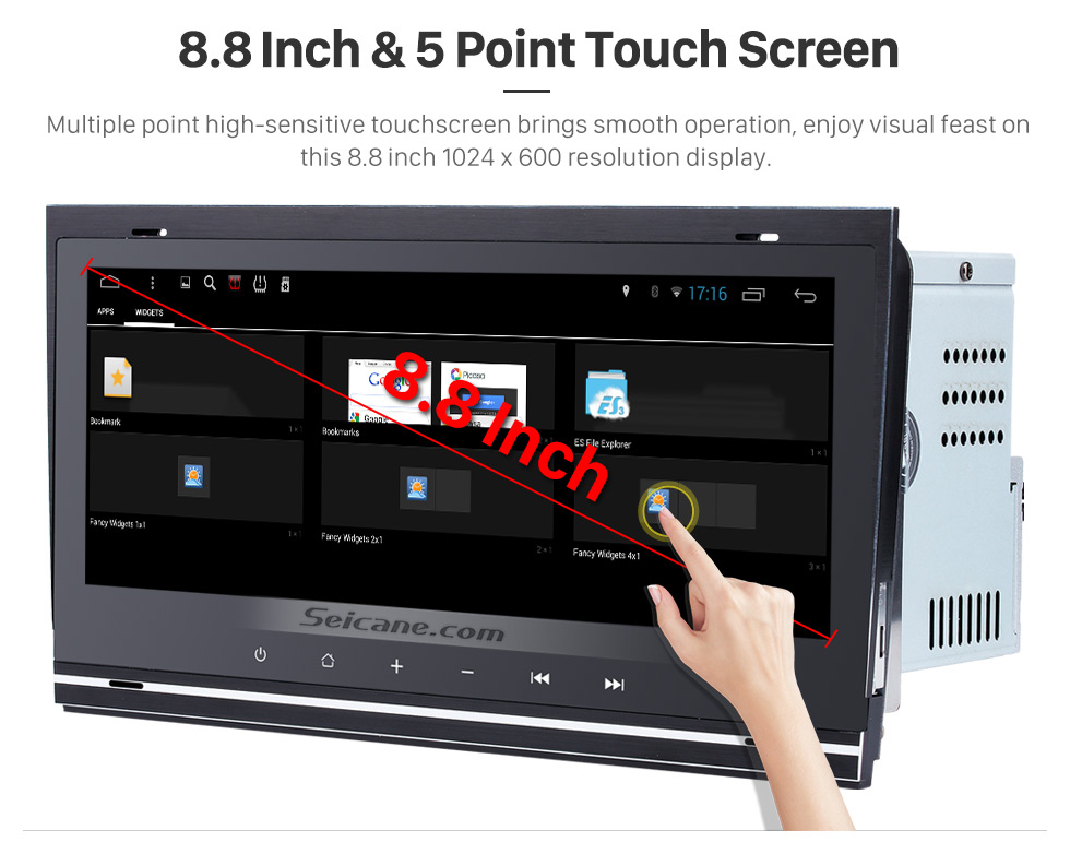 Seicane 8.8 pulgadas 1280 * 480 Android 7.1 Radio con pantalla táctil para 2002-2008 Audi Allroad A4 S4 RS4 con bluetooth GPS sistema de navegación GPS TPMS DVR OBDII WiFi Control del volante Seicane 8.8 pulgadas 1280 * 480 Android 7.1 Radio con pantalla táctil para 2002-2008 Audi Allroad A4 S4 RS4 con bluetooth GPS sistema de navegación GPS TPMS DVR OBDII WiFi Control del volante