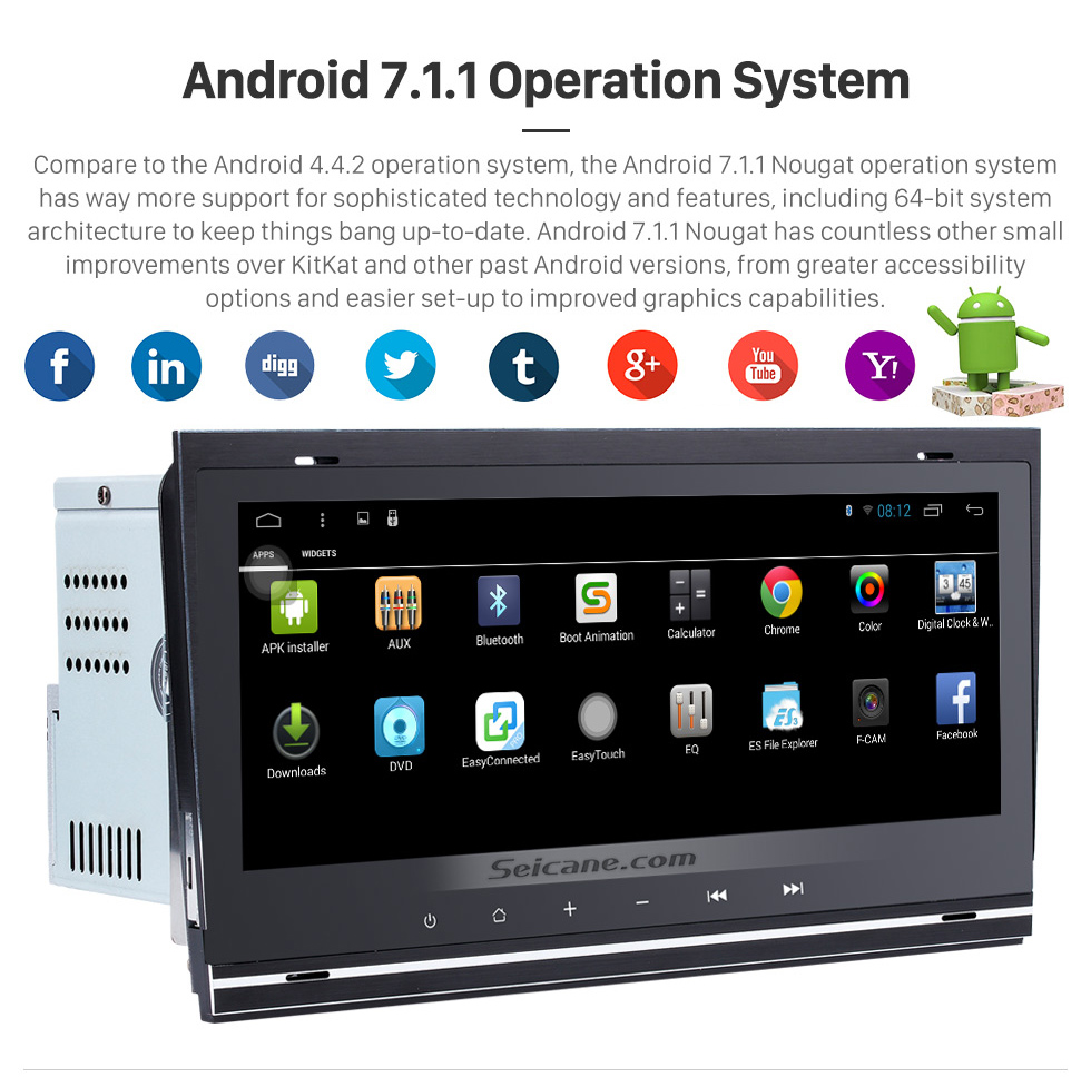 Seicane 8.8 pulgadas 1280 * 480 Android 7.1 Radio con pantalla táctil para 2002-2008 Audi Allroad A4 S4 RS4 con bluetooth GPS sistema de navegación GPS TPMS DVR OBDII WiFi Control del volante Seicane 8.8 pulgadas 1280 * 480 Android 7.1 Radio con pantalla táctil para 2002-2008 Audi Allroad A4 S4 RS4 con bluetooth GPS sistema de navegación GPS TPMS DVR OBDII WiFi Control del volante