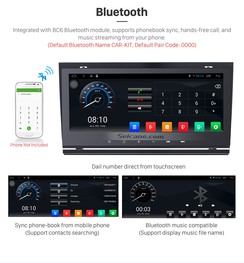 Seicane 8.8 pulgadas 1280 * 480 Android 7.1 Radio con pantalla táctil para 2002-2008 Audi Allroad A4 S4 RS4 con bluetooth GPS sistema de navegación GPS TPMS DVR OBDII WiFi Control del volante Seicane 8.8 pulgadas 1280 * 480 Android 7.1 Radio con pantalla táctil para 2002-2008 Audi Allroad A4 S4 RS4 con bluetooth GPS sistema de navegación GPS TPMS DVR OBDII WiFi Control del volante