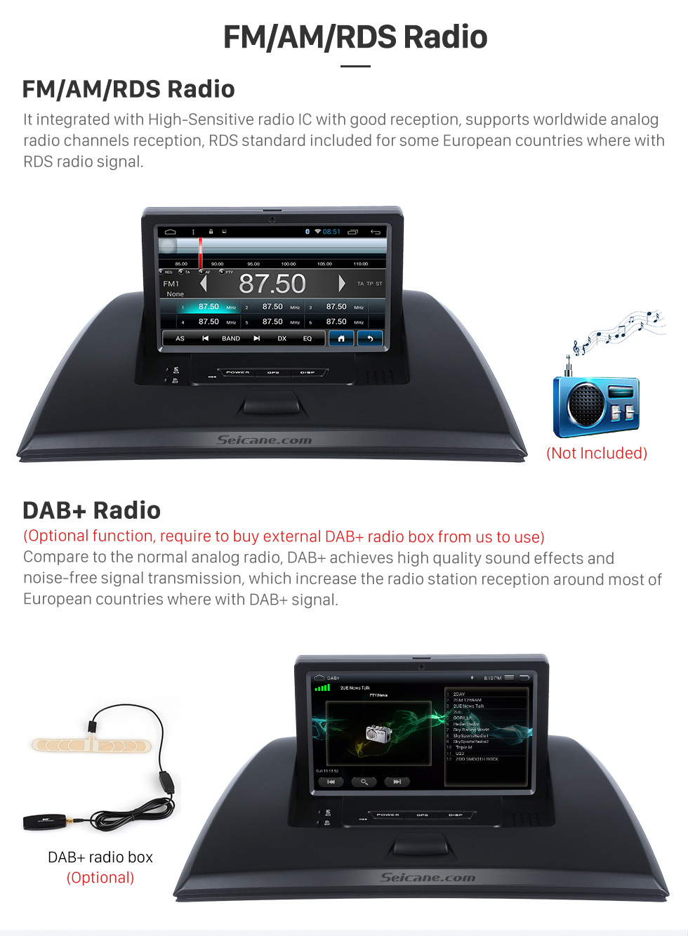 Seicane Pantalla táctil Android 7.1 para 2004-2012 BMW X3 Z4 E85 Radio de coche Unidad principal Navegación GPS Soporte Bluetooth Cámara retrovisora Control del volante USB WIFI OBD2