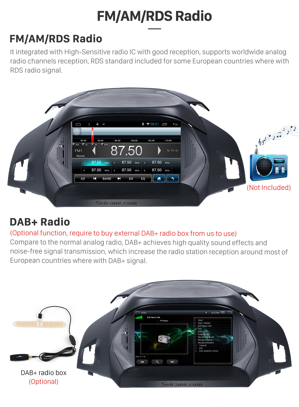 Seicane 8 inch Android 8.1 2011-2017 Ford KUGA C-Max Radio DVD GPS Navigation with Touch Screen Bluetooth 3G Wifi TPMS DVR OBD2 Rear Camera AUX Steering Wheel Control 1080P Mirror Link Seicane 8 inch Android 8.1 2011-2017 Ford KUGA C-Max Radio DVD GPS Navigation with Touch Screen Bluetooth 3G Wifi TPMS DVR OBD2 Rear Camera AUX Steering Wheel Control 1080P Mirror Link