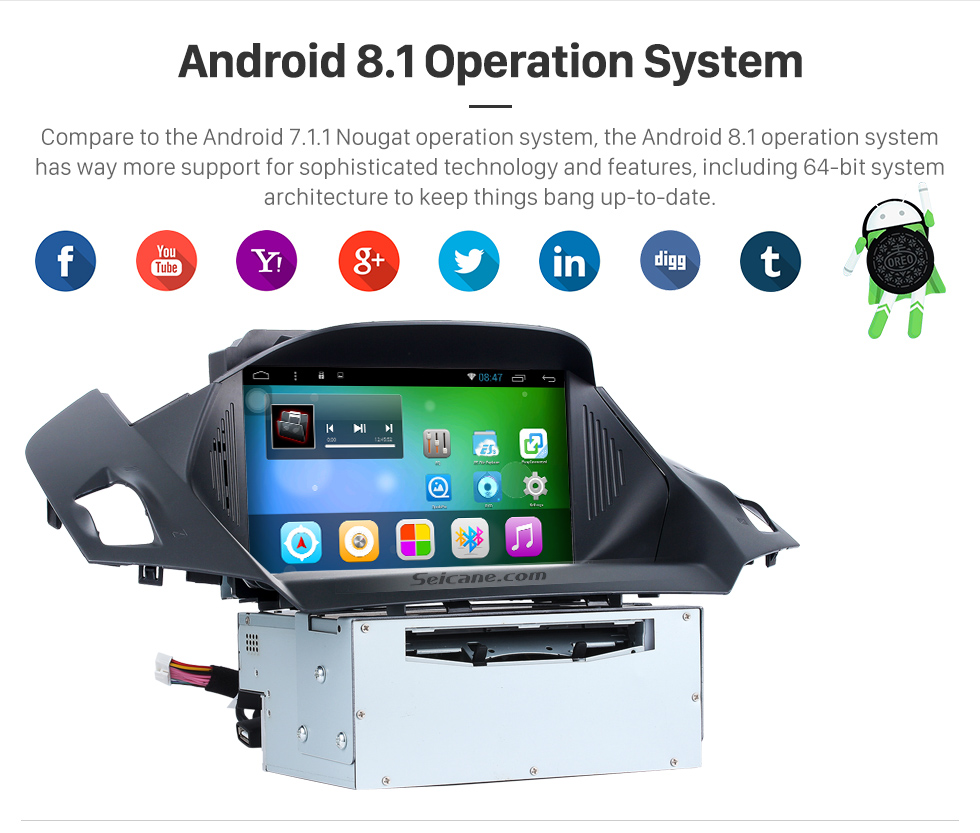 Seicane 8 inch Android 8.1 2011-2017 Ford KUGA C-Max Radio DVD GPS Navigation with Touch Screen Bluetooth 3G Wifi TPMS DVR OBD2 Rear Camera AUX Steering Wheel Control 1080P Mirror Link Seicane 8 inch Android 8.1 2011-2017 Ford KUGA C-Max Radio DVD GPS Navigation with Touch Screen Bluetooth 3G Wifi TPMS DVR OBD2 Rear Camera AUX Steering Wheel Control 1080P Mirror Link
