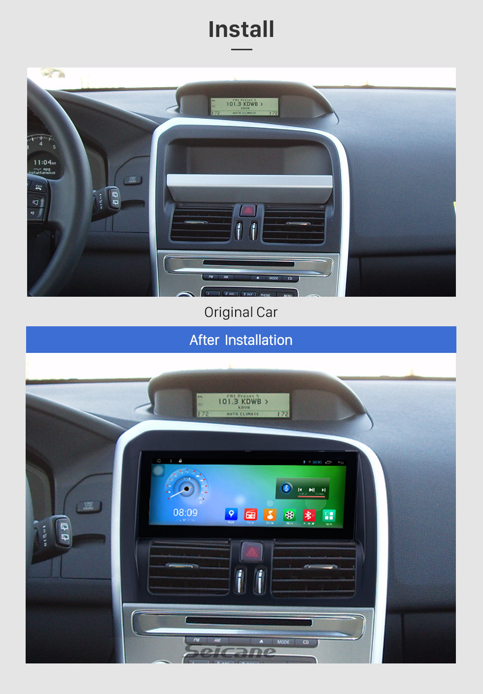 Seicane Android 7.1 2009-2017 Volvo XC60 CD Radio GPS Navigation Stereo Bluetooth Music DVD Player 3G WiFi TV Tuner DVR Steering Wheel Control USB DVR Backup Camera Seicane Android 7.1 2009-2017 Volvo XC60 CD Radio GPS Navigation Stereo Bluetooth Music DVD Player 3G WiFi TV Tuner DVR Steering Wheel Control USB DVR Backup Camera