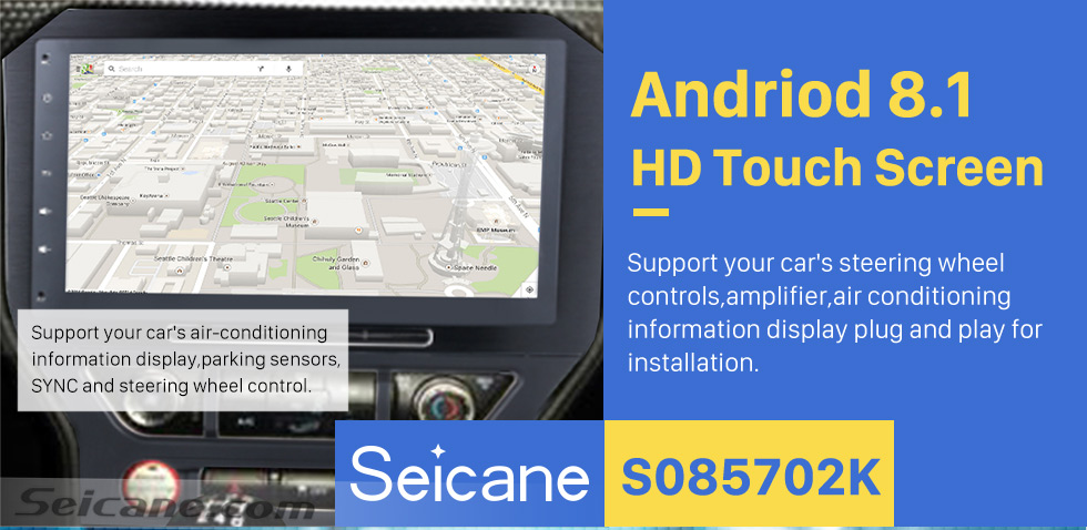 Seicane 10.2 Inch Android 8.1 Radio DVD Player For 2015 2016 Ford Mustang with 3G WiFi Bluetooth GPS Navigation system Capacitive Touch Screen TPMS DVR OBD II Rear camera AUX Headrest Monitor Control USB SD Video Seicane 10.2 Inch Android 8.1 Radio DVD Player For 2015 2016 Ford Mustang with 3G WiFi Bluetooth GPS Navigation system Capacitive Touch Screen TPMS DVR OBD II Rear camera AUX Headrest Monitor Control USB SD Video
