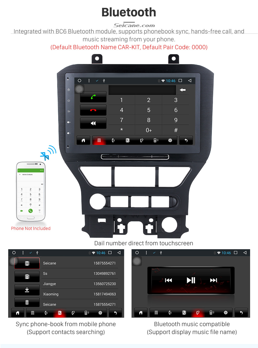 Seicane 10.2 Inch Android 8.1 Radio DVD Player For 2015 2016 Ford Mustang with 3G WiFi Bluetooth GPS Navigation system Capacitive Touch Screen TPMS DVR OBD II Rear camera AUX Headrest Monitor Control USB SD Video Seicane 10.2 Inch Android 8.1 Radio DVD Player For 2015 2016 Ford Mustang with 3G WiFi Bluetooth GPS Navigation system Capacitive Touch Screen TPMS DVR OBD II Rear camera AUX Headrest Monitor Control USB SD Video