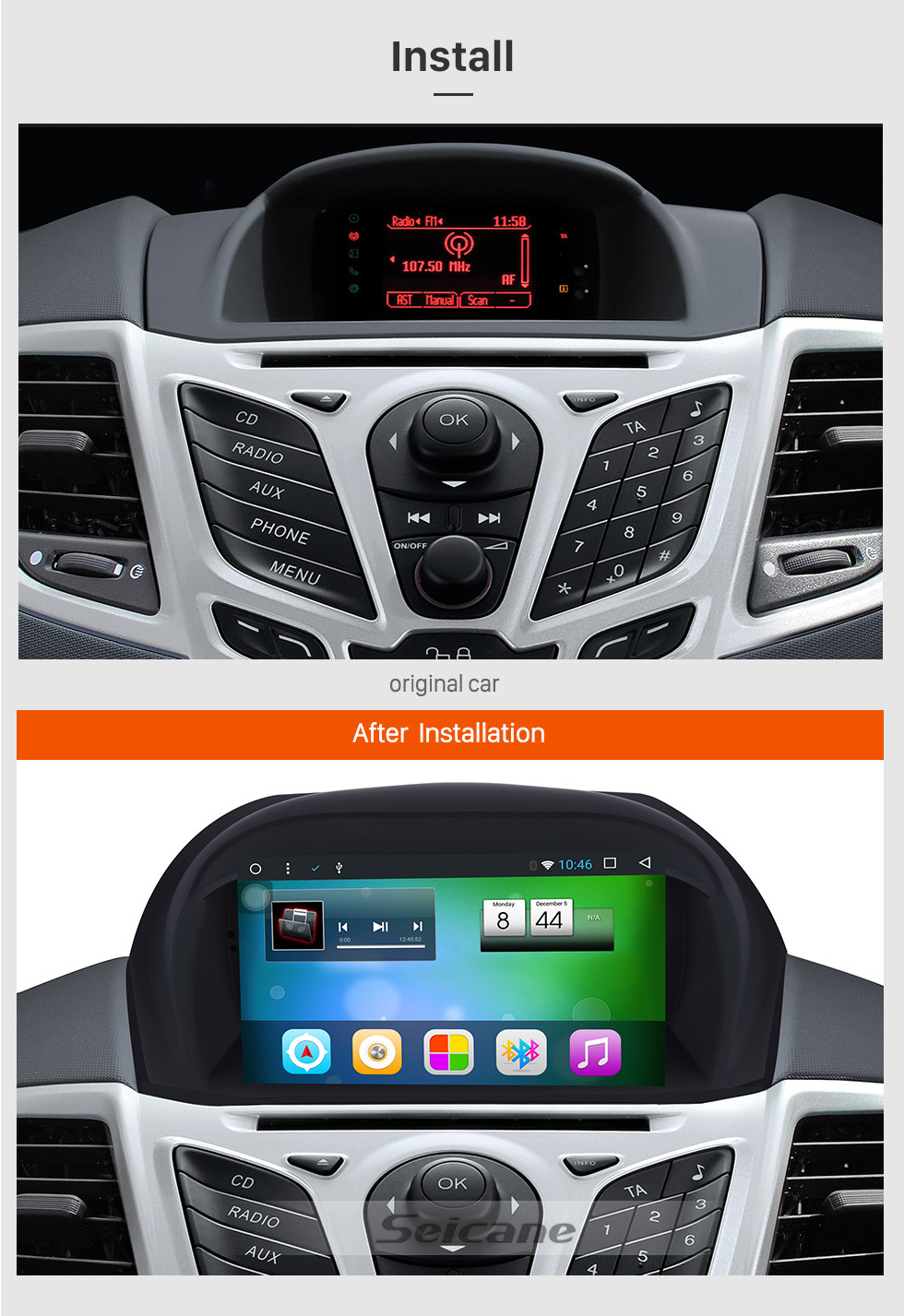 Seicane Aftermarket Radio Android 8.1 7 Inch HD Touchscreen DVD Player For 2009 2010 Ford Fiester Car Stereo GPS Navigation System Bluetooth Phone WIFI Support 1080P Video OBDII DVR Steering Wheel Control Mirror Link Seicane Aftermarket Radio Android 8.1 7 Inch HD Touchscreen DVD Player For 2009 2010 Ford Fiester Car Stereo GPS Navigation System Bluetooth Phone WIFI Support 1080P Video OBDII DVR Steering Wheel Control Mirror Link