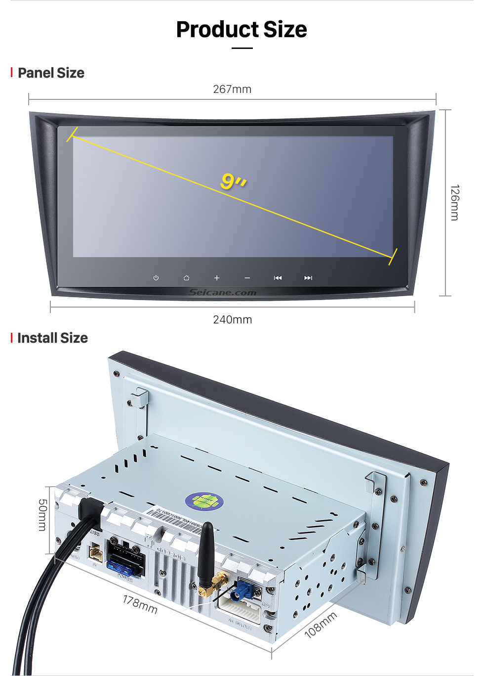Seicane 8.8 Inch Touch Screen 2004-2011 Mercedes Benz CLS Class W219 CLS350 CLS500 CLS55 Android 8.1 Capacitive Radio GPS Navigation system with Bluetooth TPMS DVR OBD II Rear camera AUX USB SD 3G WiFi Steering Wheel Control Video 1080P Seicane 8.8 Inch Touch Screen 2004-2011 Mercedes Benz CLS Class W219 CLS350 CLS500 CLS55 Android 8.1 Capacitive Radio GPS Navigation system with Bluetooth TPMS DVR OBD II Rear camera AUX USB SD 3G WiFi Steering Wheel Control Video 1080P