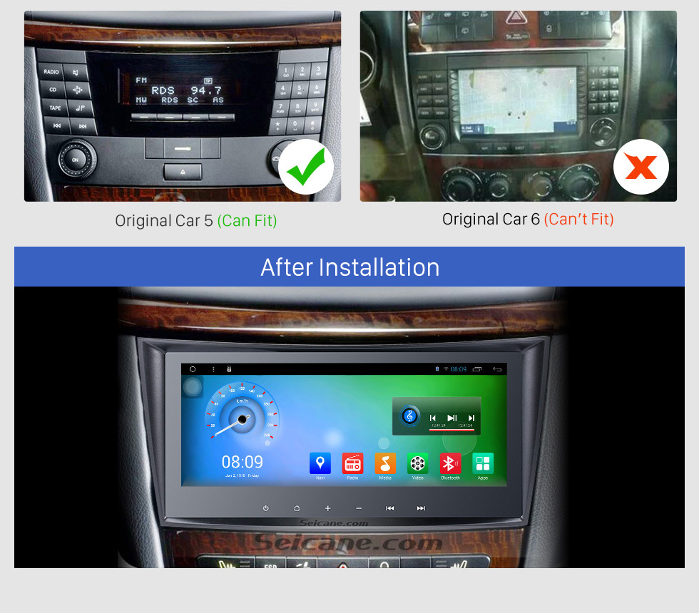 Seicane 8.8 Inch Touch Screen 2004-2011 Mercedes Benz CLS Class W219 CLS350 CLS500 CLS55 Android 8.1 Capacitive Radio GPS Navigation system with Bluetooth TPMS DVR OBD II Rear camera AUX USB SD 3G WiFi Steering Wheel Control Video 1080P Seicane 8.8 Inch Touch Screen 2004-2011 Mercedes Benz CLS Class W219 CLS350 CLS500 CLS55 Android 8.1 Capacitive Radio GPS Navigation system with Bluetooth TPMS DVR OBD II Rear camera AUX USB SD 3G WiFi Steering Wheel Control Video 1080P