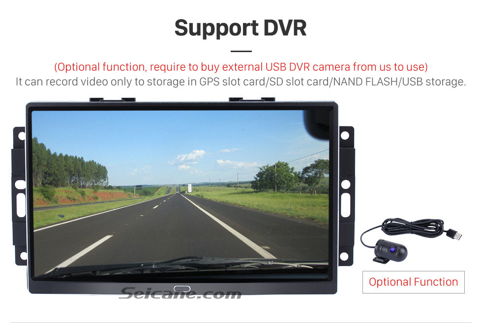 Seicane 9 polegadas Android 9.0 2004 2005 2006 2007 Jeep Cherokee Commander Compass Patriot Wrangler Sistema de navegação GPS com Bluetooth 1024*600 Tela sensível ao toque Sintonizador de TV USB AUX MP3 Controle do volante