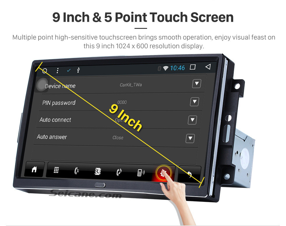 Seicane 9 polegadas Android 9.0 2004 2005 2006 2007 Jeep Cherokee Commander Compass Patriot Wrangler Sistema de navegação GPS com Bluetooth 1024*600 Tela sensível ao toque Sintonizador de TV USB AUX MP3 Controle do volante