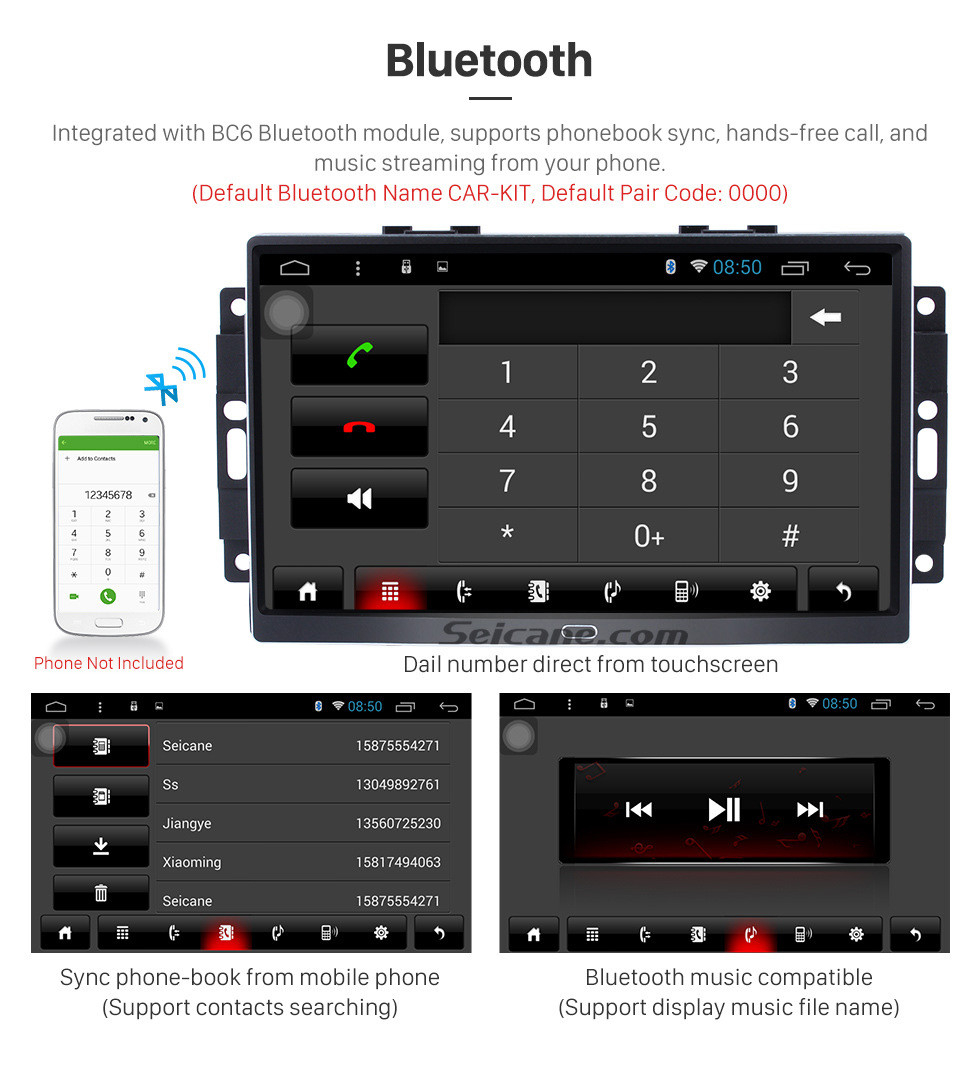 Seicane 9 pouces Android 9.0 2004 2005 2006 2007 Jeep Cherokee Commander Compass Patriot Wrangler Système de navigation GPS avec Bluetooth 1024 * 600 Tuner TV à écran tactile USB AUX MP3 Commande au volant