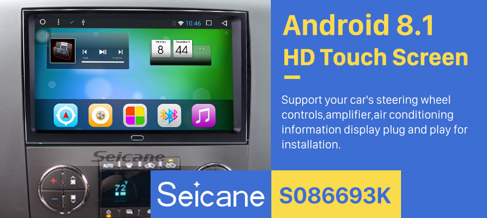 Seicane Android 8.1 2007 2008 2009 2010 2011 2012 2013 Chevrolet Chevy Tahoe 9 pulgadas HD Pantalla táctil Estéreo Radio Unidad principal Navegación GPS Teléfono Bluetooth Control de volante MP3 Cámara de respaldo WIFI Seicane Android 8.1 2007 2008 2009 2010 2011 2012 2013 Chevrolet Chevy Tahoe 9 pulgadas HD Pantalla táctil Estéreo Radio Unidad principal Navegación GPS Teléfono Bluetooth Control de volante MP3 Cámara de respaldo WIFI