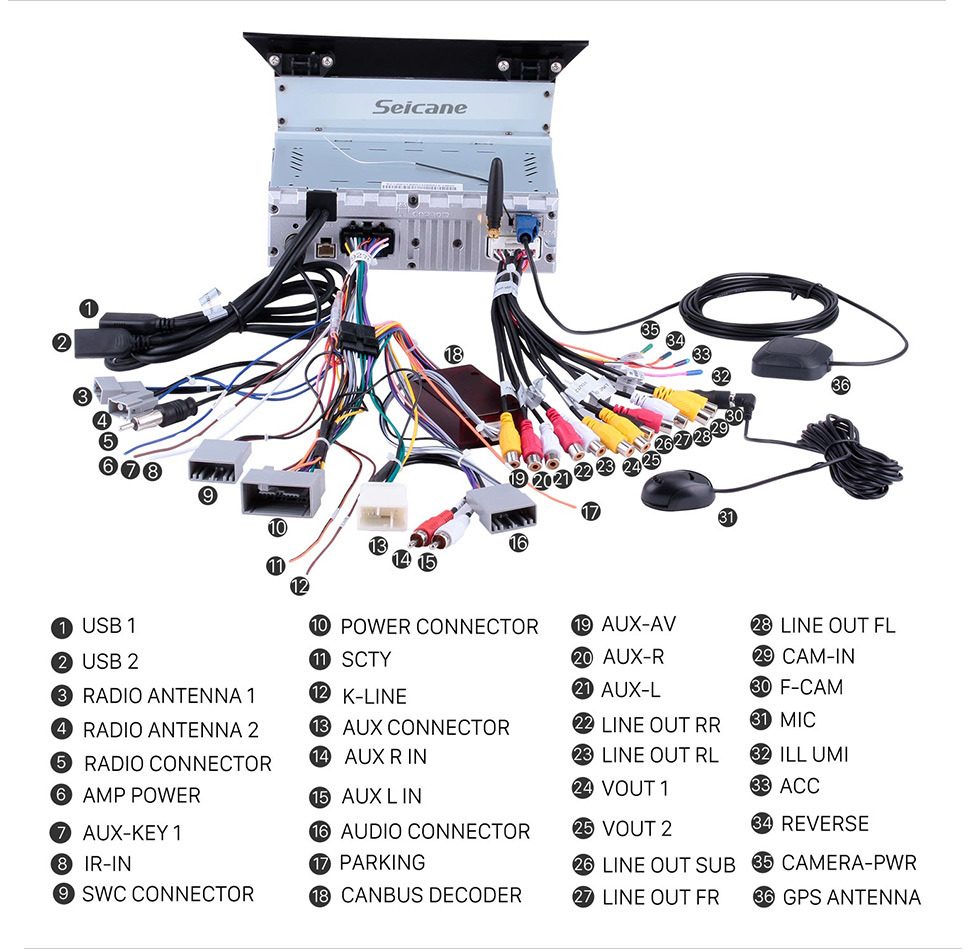 Seicane 7 polegadas 1024*600 Tela sensível ao toque 2009 2010 2012 2013 HONDA PILOT Android 10.0 Sistema de navegação GPS com Bluetooth Carplay 4G Network