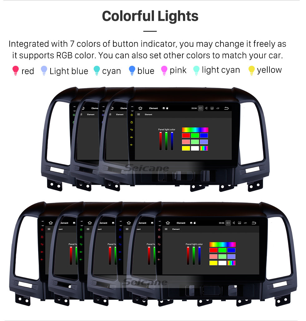 Seicane Para 2006-2012 Hyundai SANTA FE OEM Android 10.0 HD 1024 * 600 pantalla táctil Sistema de navegación GPS Radio Bluetooth OBD2 DVR Cámara de visión trasera TV 1080P Video USB WIFI Control del volante