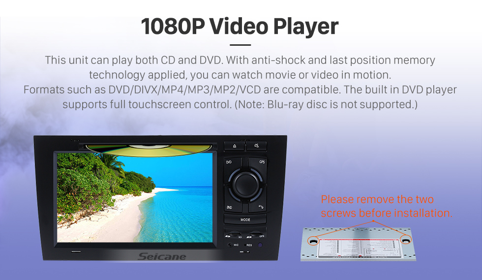 Seicane OEM Android 9.0 DVD Player Sistema de navegação GPS para 1997-2004 Audi A6 S6 RS6 com HD 1080P Vídeo Bluetooth Tela de toque Rádio WiFi TV TV Backup Câmera Controle de volante USB SD