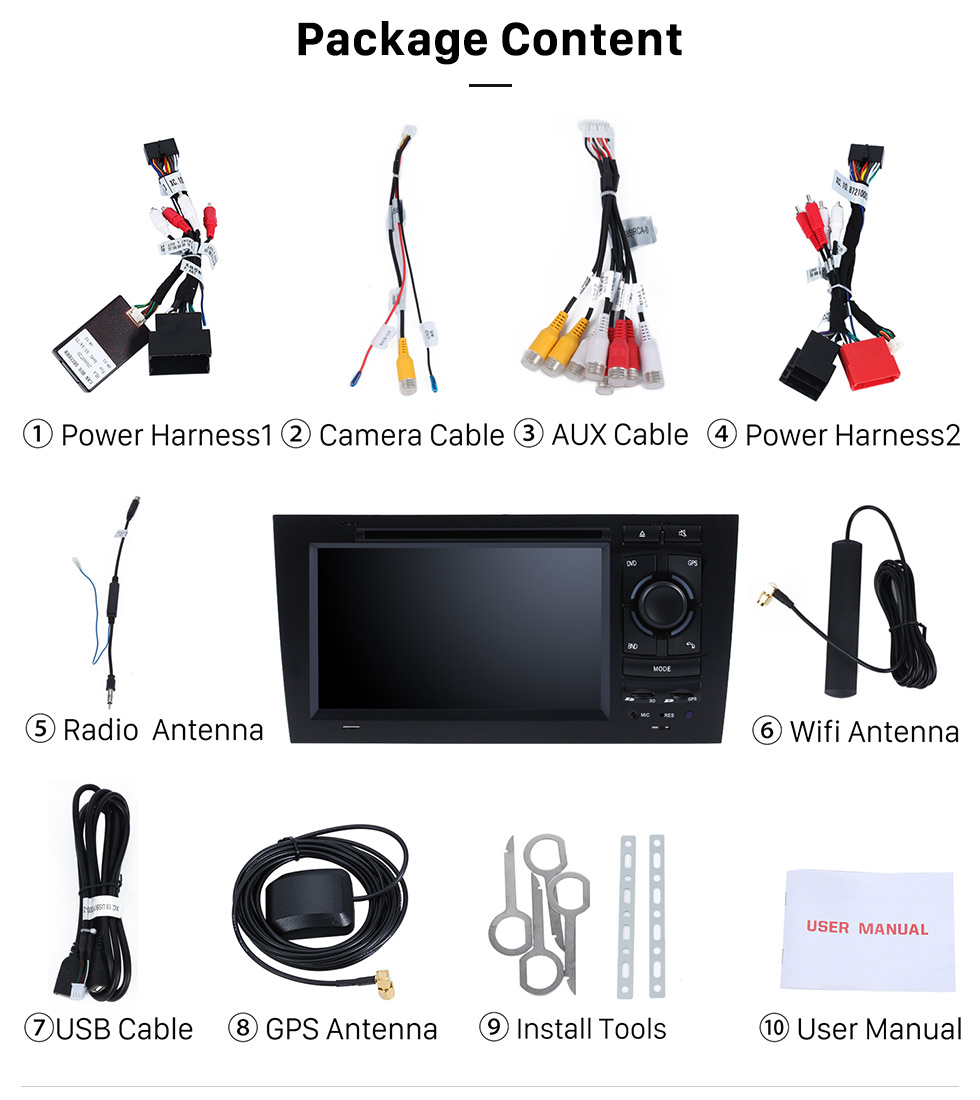 Seicane OEM Android 9.0 DVD Spieler GPS Navigatie systeem für 1997-2004 Audi A6 S6 RS6 mit HD 1080P Video Bluetooth Touchscreen Radio W-lan TV Backup Kamera Lenkradsteuerung USB SD