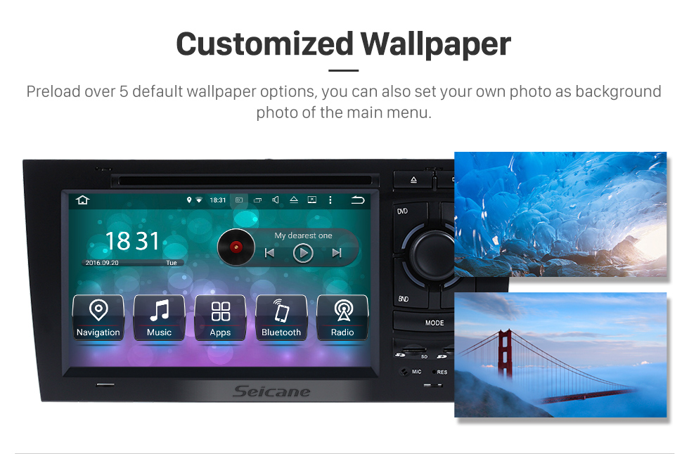 Seicane OEM Android 9.0 DVD Player Sistema de navegação GPS para 1997-2004 Audi A6 S6 RS6 com HD 1080P Vídeo Bluetooth Tela de toque Rádio WiFi TV TV Backup Câmera Controle de volante USB SD