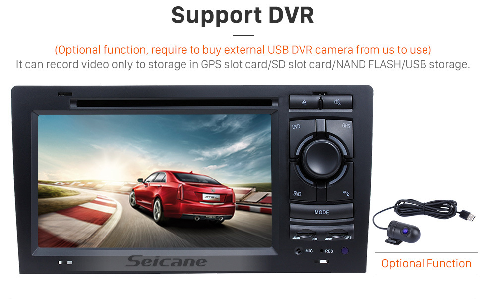 Seicane Android 10.0 Système de navigation GPS pour 1994-2003 Audi A8 S8 avec lecteur DVD Radio à écran tactile Bluetooth WiFi TV HD 1080P Caméra de recul vidéo commande au volant USB SD