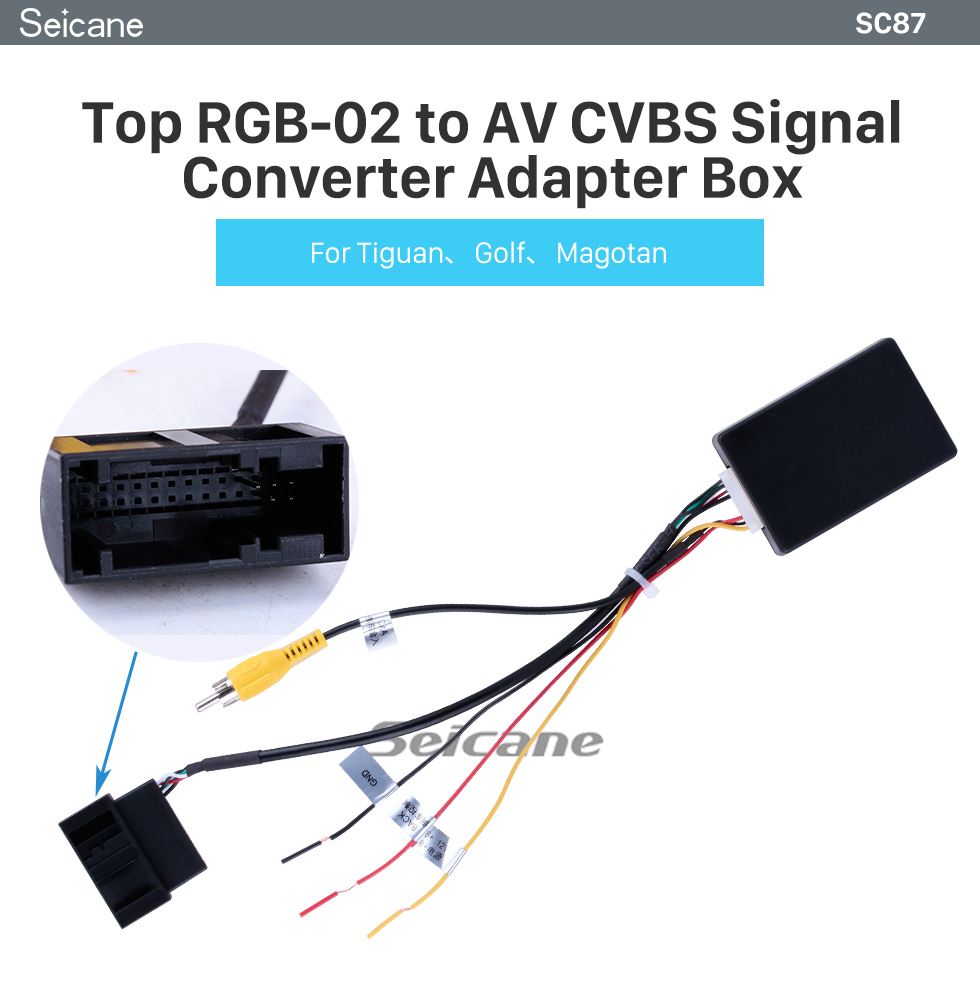 Seicane Seicane Top RGB-02 to AV CVBS Signal Converter Adapter Box for VW Volkswagen Tiguan Golf Magotan Auto Radio