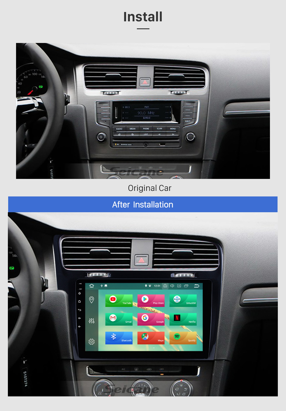 Seicane 10,1 polegadas OEM Android 8.0 sistema de navegação GPS de rádio para 2013 2014 2015 VW Volkswagen GOLF 7 Bluetooth HD tela de toque WiFi música SWC TPMS DVR OBD II câmera traseira AUX 1080P Vídeo USB Carplay Seicane 10,1 polegadas OEM Android 8.0 sistema de navegação GPS de rádio para 2013 2014 2015 VW Volkswagen GOLF 7 Bluetooth HD tela de toque WiFi música SWC TPMS DVR OBD II câmera traseira AUX 1080P Vídeo USB Carplay