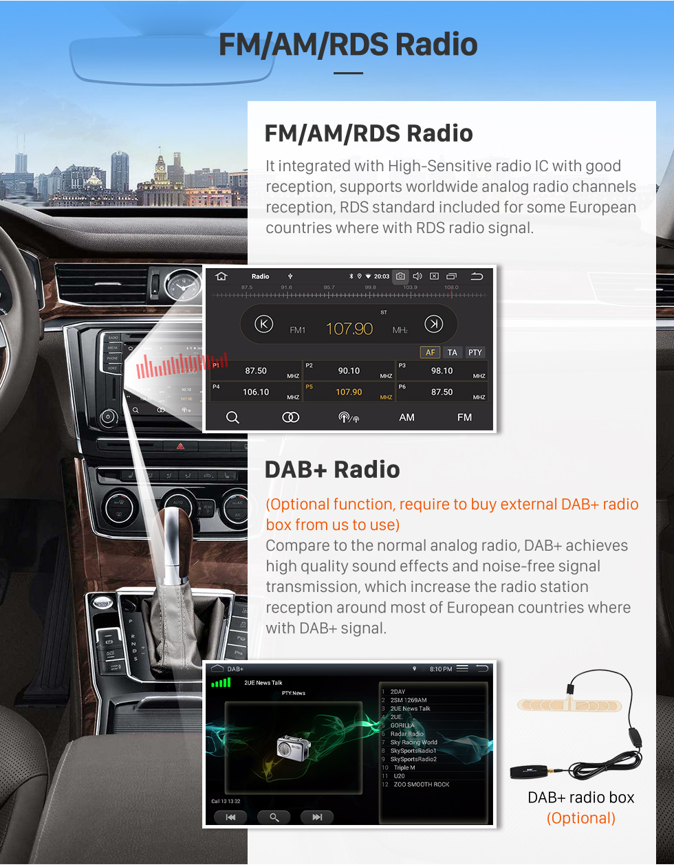 Seicane Para 2002-2005 2006 2007 Dodge Radio Android 10.0 Sistema de navegação GPS com Bluetooth HD Touchscreen com suporte para TV digital