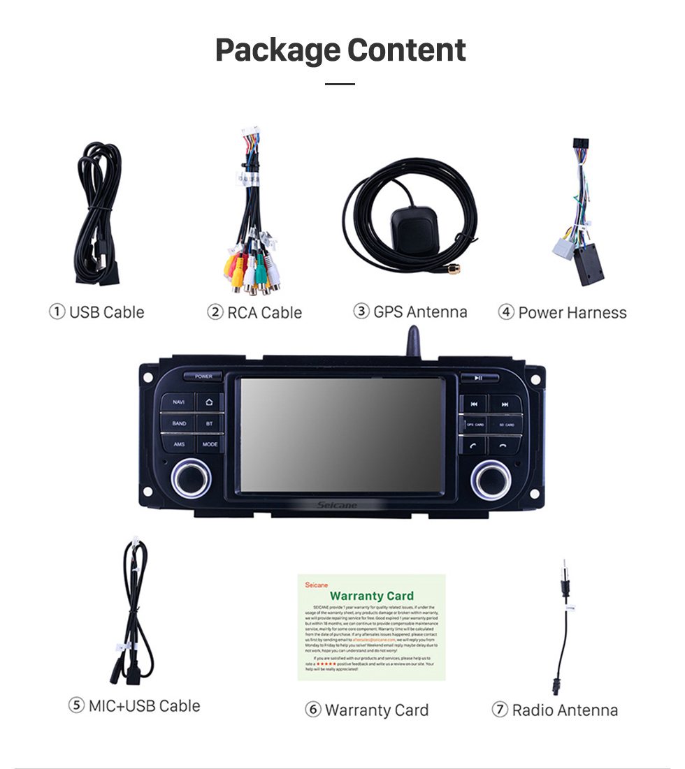 Seicane Pour 2002-2005 2006 2007 Dodge Radio Android 10.0 Système de navigation GPS avec écran tactile Bluetooth HD Support Carplay TV numérique