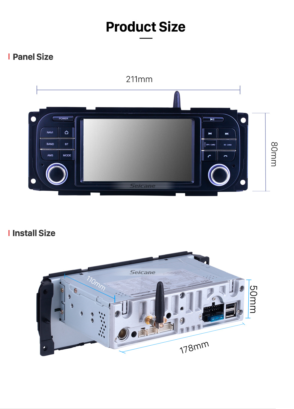 Seicane Para 2002-2005 2006 2007 Dodge Radio Android 10.0 Sistema de navegación GPS con Bluetooth HD Pantalla táctil Carplay compatible con TV digital