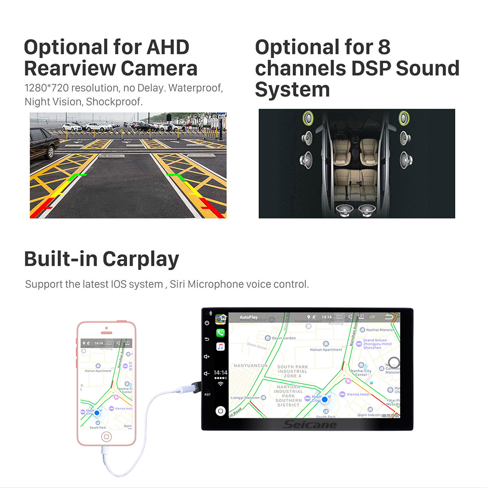 Seicane après marché Ecran tactile système de navigation GPS pour 2006 2007 2008 Dodge Caliber avec Bluetooth Lecteur DVD Radio TPMS DVR OBD Lien Miroir Caméra de vision arrière Vidéo 3G WiFi TV