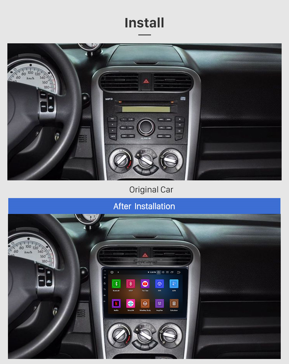 Seicane Android 13.0 para 2008-2014 OPEL Agila 2008-2012 SUZUKI Splash Ritz Radio Sistema de navegación GPS de 9 pulgadas con Bluetooth HD Pantalla táctil Soporte Carplay SWC