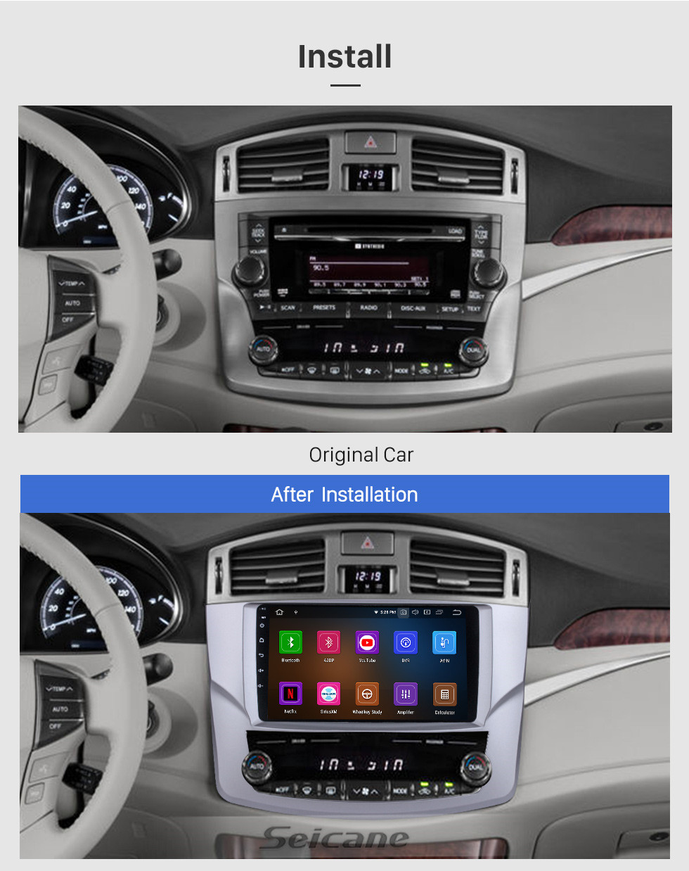 Seicane 9 Zoll Android 11.0 Für 2012 Toyota Avalon Radio GPS Navigationssystem mit HD Touchscreen Bluetooth Carplay Unterstützung OBD2