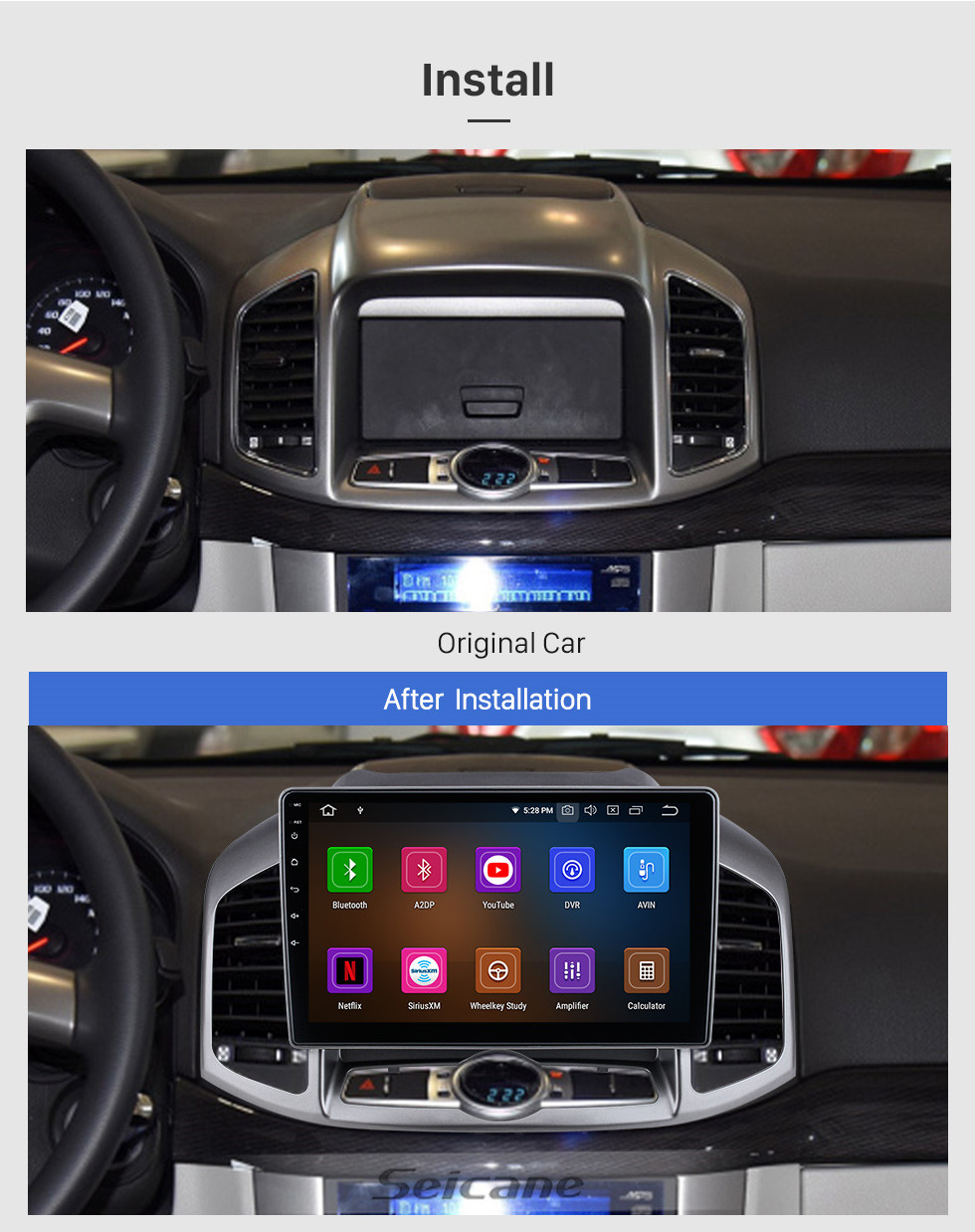 Seicane Para 2011-2017 Chevrolet Captiva Radio Android 11.0 HD Pantalla táctil de 10.1 pulgadas con sistema de navegación GPS Bluetooth Soporte Carplay 1080P