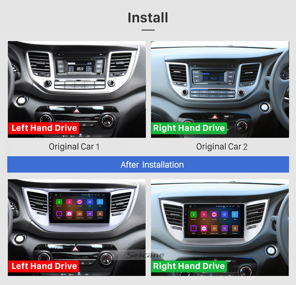 Seicane HD Touchscreen de 9 polegadas Android 11.0 para 2014 2015 Hyundai New Tucson RHD Rádio Sistema de navegação GPS Bluetooth Suporte para Carplay Câmera de backup