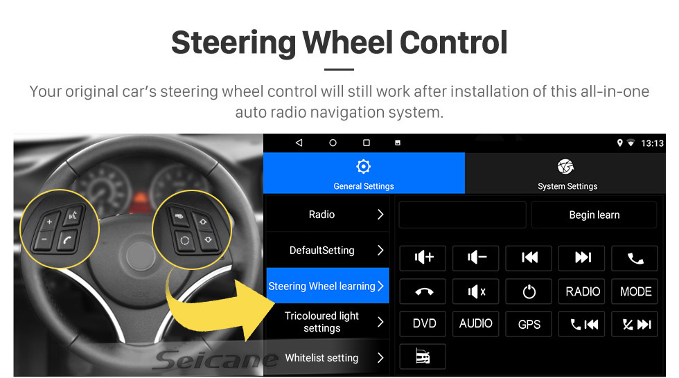 Seicane 9-дюймовый Android 13.0 для 2007-2014 Mercedes Benz C Class W204 Радио GPS-навигационная система с сенсорным экраном HD WIFI Поддержка Bluetooth Carplay OBD2 TPMS DAB +