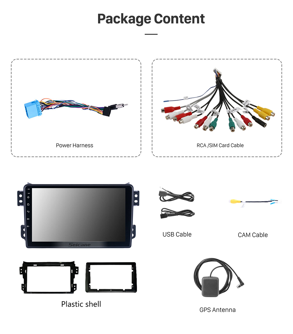 Seicane Para 2008-2014 OPEL Agila 2008-2012 SUZUKI Rádio Splash Ritz Android 10.0 HD Touchscreen Sistema de navegação GPS de 9 polegadas com suporte a WIFI Bluetooth Carplay DVR