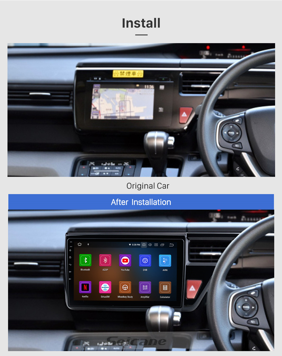 Seicane 10.1 pulgadas para 2015-2017 Honda Stepwgn RHD Radio Android 11.0 Sistema de navegación GPS con USB HD Pantalla táctil Bluetooth Carplay compatible OBD2 DSP