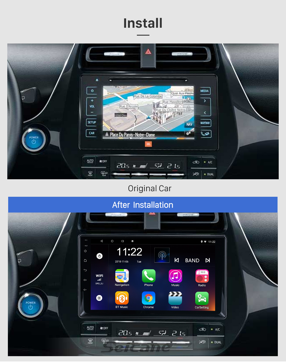 Seicane OEM 9 polegadas Android 12.0 para 2016 Toyota Prius Radio com Bluetooth HD Touchscreen Sistema de Navegação GPS suporte Carplay DAB +