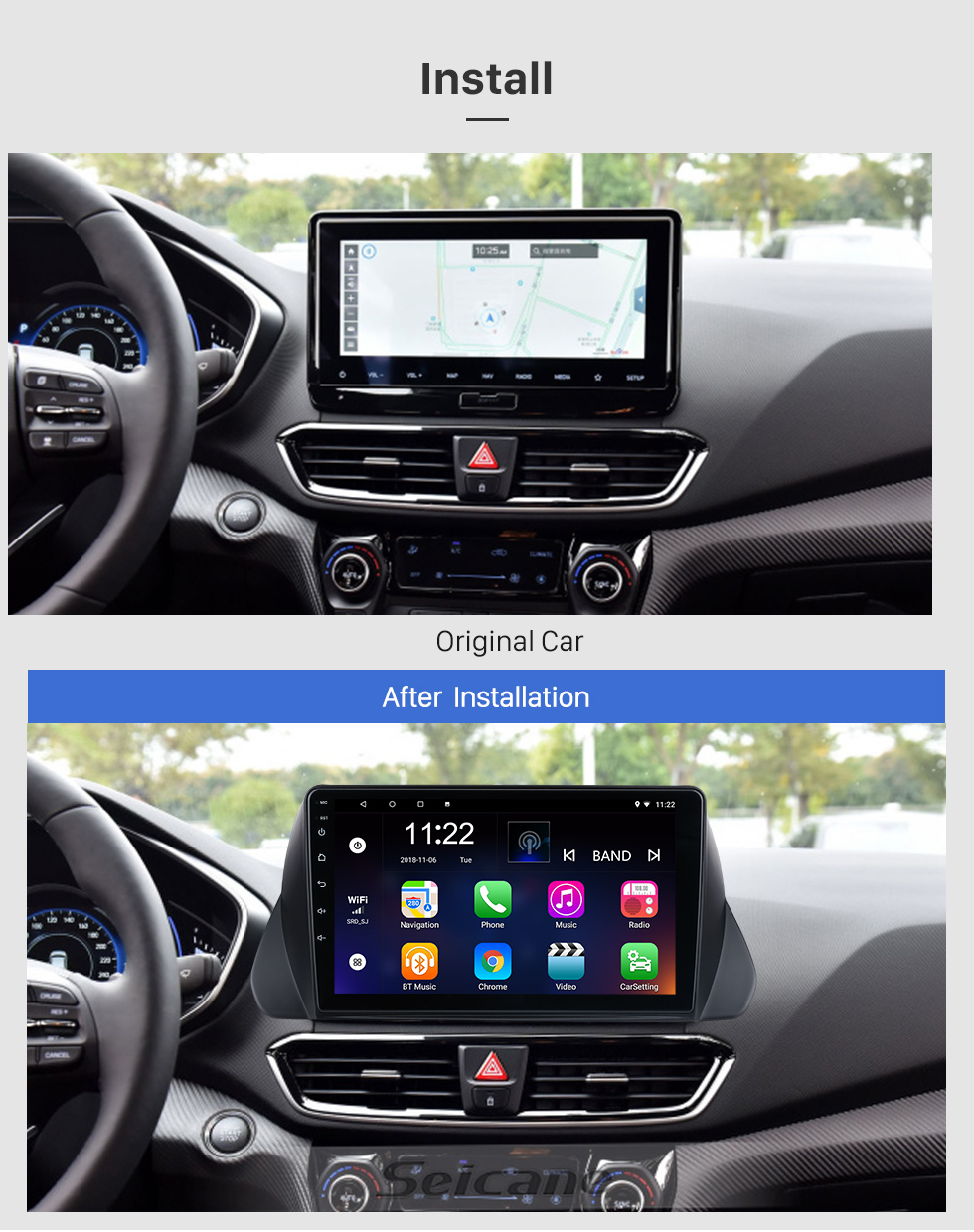 Seicane 9 inch Android 10.0 for 2019 HYUNDAI LAFESTA Radio GPS Navigation System With HD Touchscreen Bluetooth support Carplay OBD2