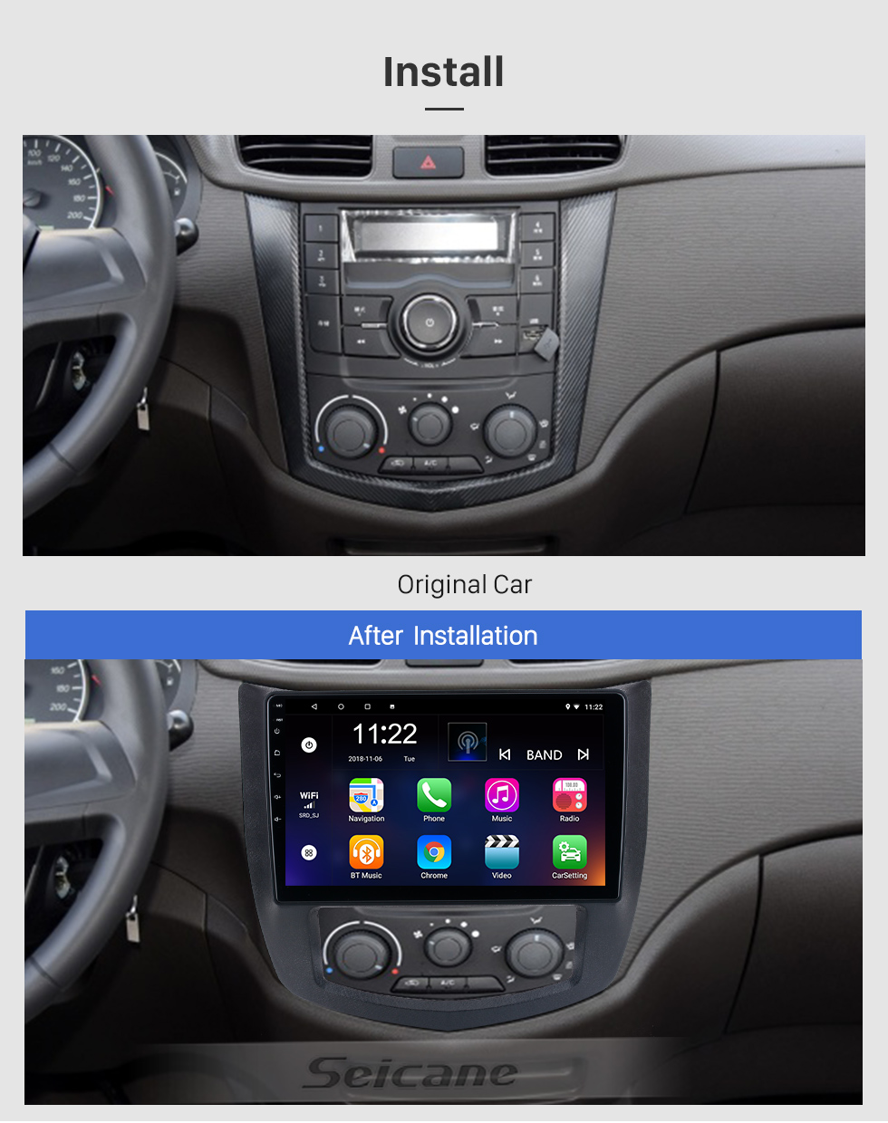 Seicane Écran tactile HD 9 pouces pour 2018 Honda Elysion Radio Android 10.0 Système de navigation GPS avec prise en charge Bluetooth Carplay