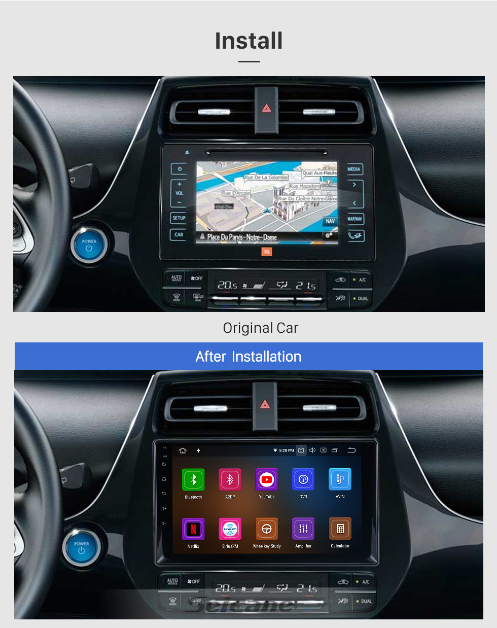 Seicane Pour 2001 2002-2005 Mitsubishi Airtrek / Outlander Radio 10.1 pouces Android 11.0 HD Écran tactile Bluetooth avec système de navigation GPS Support Carplay Caméra de recul