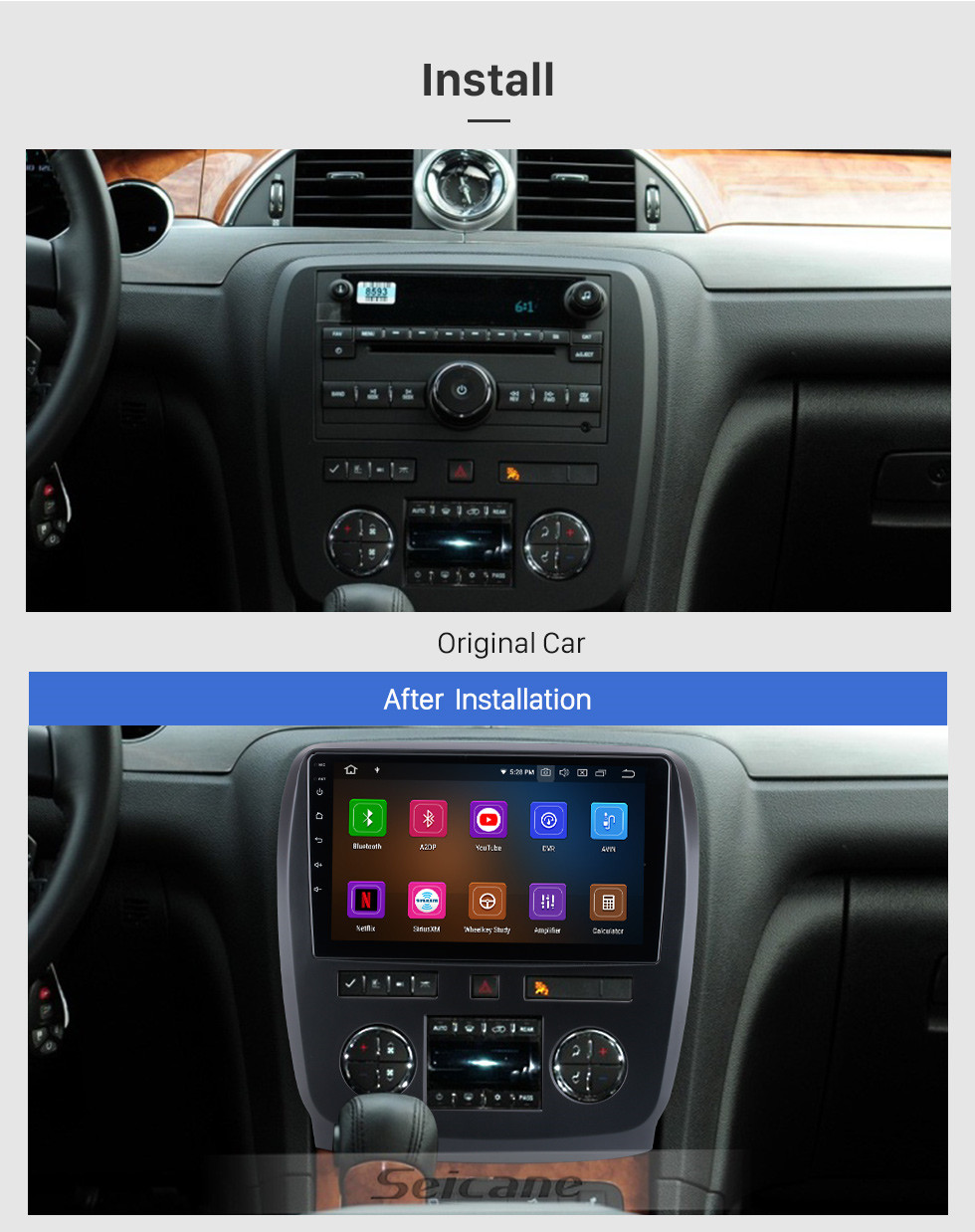 Seicane Para 2009-2013 Buick Enclave Rádio Android 12.0 HD Touchscreen 9 polegadas com Bluetooth Sistema de Navegação GPS Carplay suporte 1080P