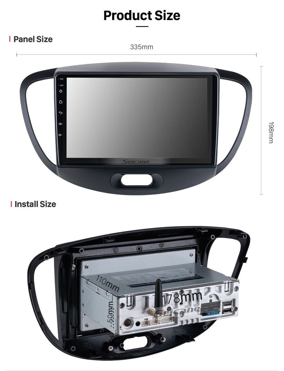 Seicane Для 2012 Hyundai I10 High Version Radio Android 11.0 HD с сенсорным экраном 9 дюймов с Bluetooth GPS навигационная система Поддержка Carplay 1080P