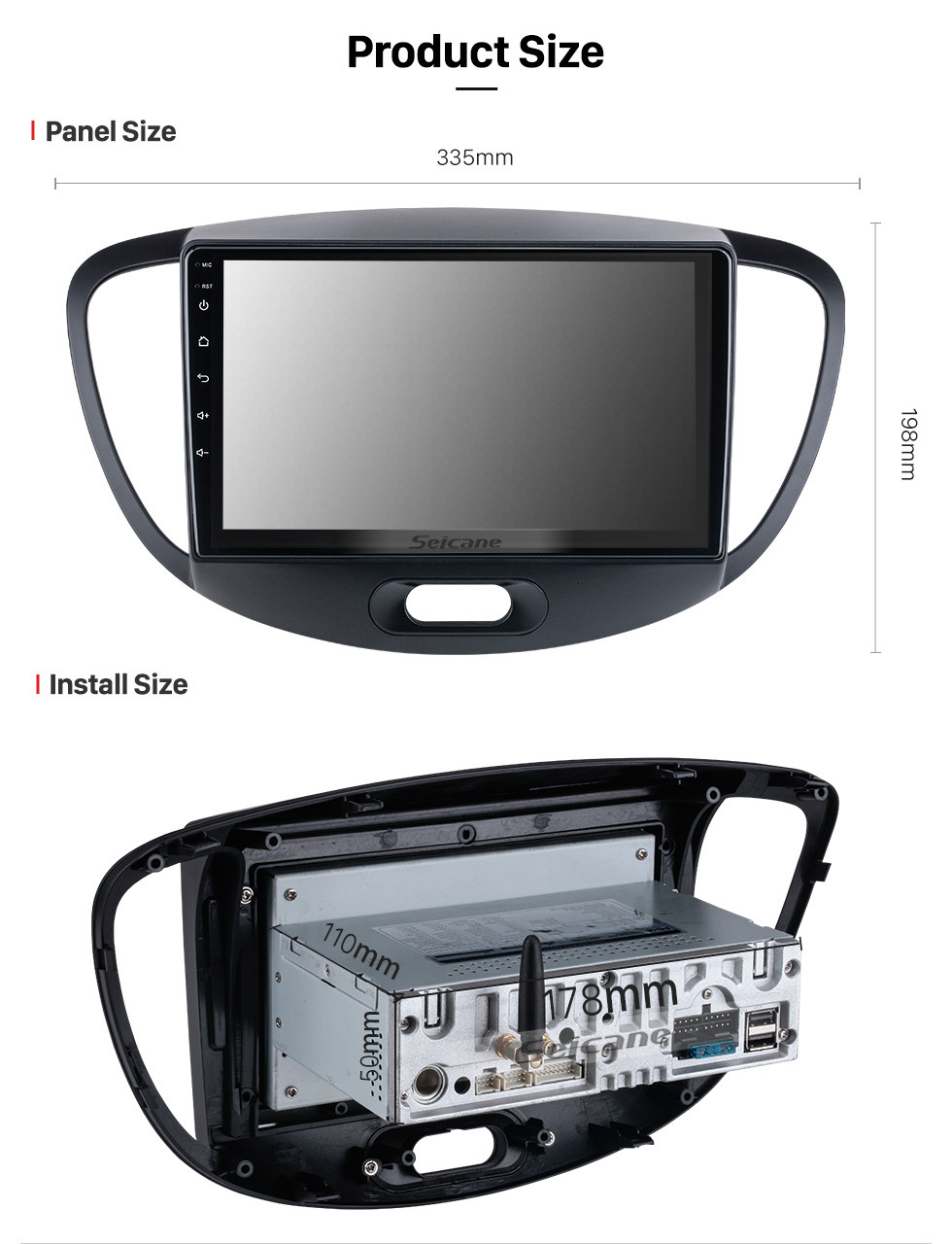 Seicane Para 2012 Hyundai I10 Rádio Versão Alta Android 11.0 HD Touchscreen 9 polegada com Bluetooth Sistema de Navegação GPS Suporte Carplay 1080 P